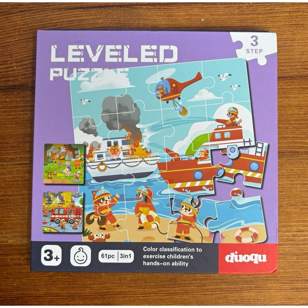 Leveled Puzzle 3 Step 61pc 3-in-1 Firefighter Rescue Puzzle Ages 3+